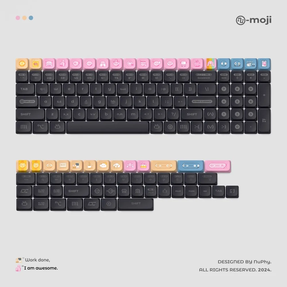 NuPhy Numoji 150pc Keycap PBT 5 Side Thermal Sublimation nSA Profile Small Full Set for Hot Swap Dwarf Shaft Mechanical Keyboard