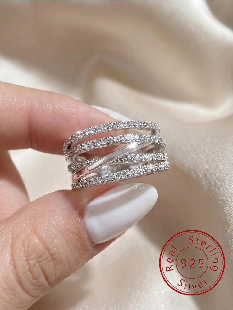 Round Twisted Knot Full Zircon Rings for Women 925 Sterling Silver Gift Wedding Ring High Quality Fine Jewelry