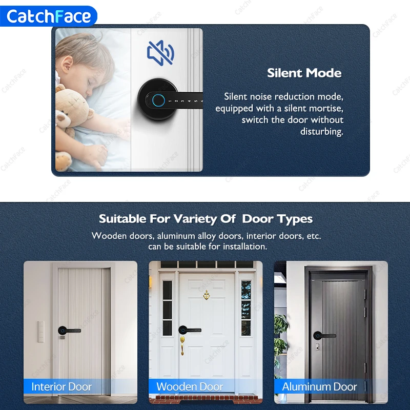 Fingerprint Handle Lock Card Code lock with Keys TUYA APP Digital Smart door lock Electronic Biometric
