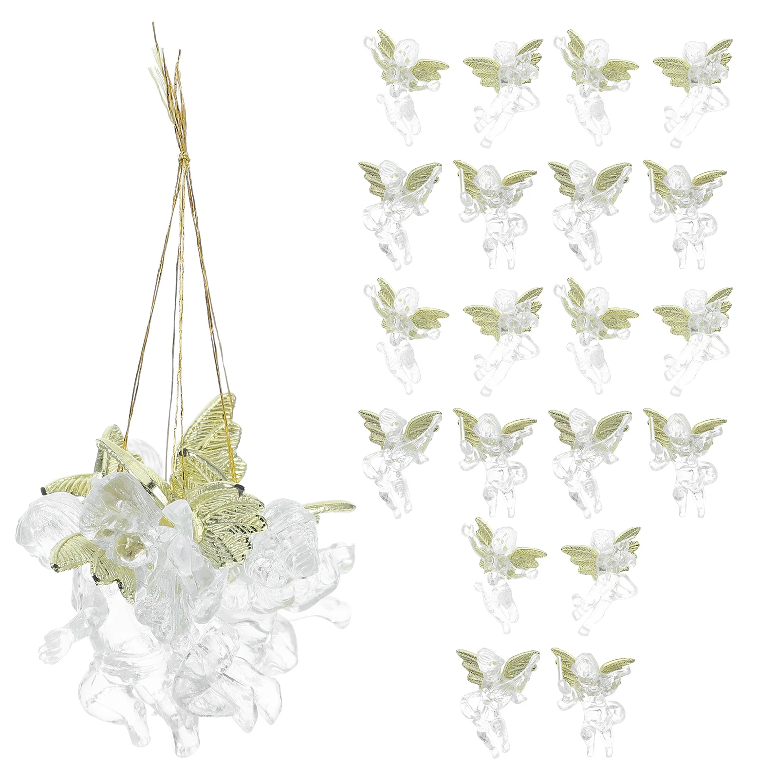 

24Pcs Christmas Angel Pendants Transparent Hanging Ornaments 6cm Xmas Tree Decoration Party Layout Prop Home Office Festive