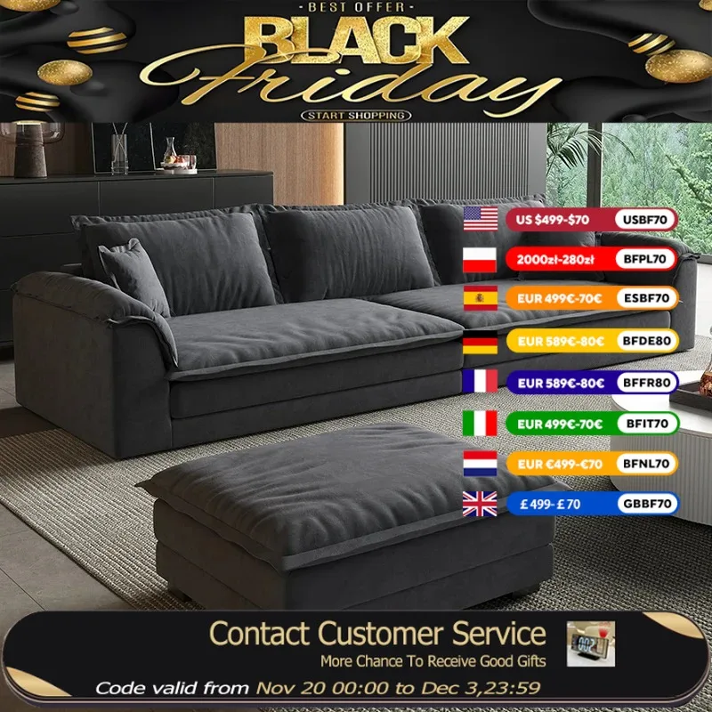 

Fabric Antique Living Room Sofas European Black Designer Armchair Lazy Sofas Lounges Recliner Nordic Divani Soggiorno Furniture