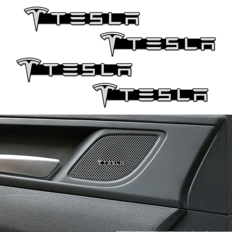 3D Aluminum Badge Emblem Stereo Sticker Car Audio Decorate for Tesla Model 3 2021 S X Y Coil Mod WYE K80 Style Roadster Invader