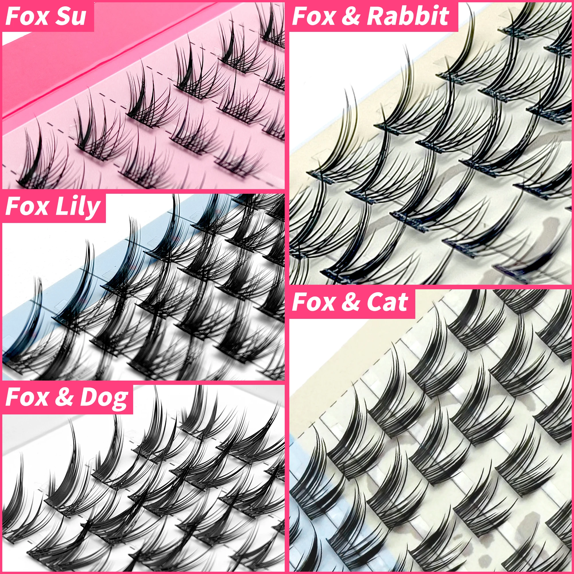 フォックスアイクラスターまつげふわふわ個別既製まつげ DIY Cilios