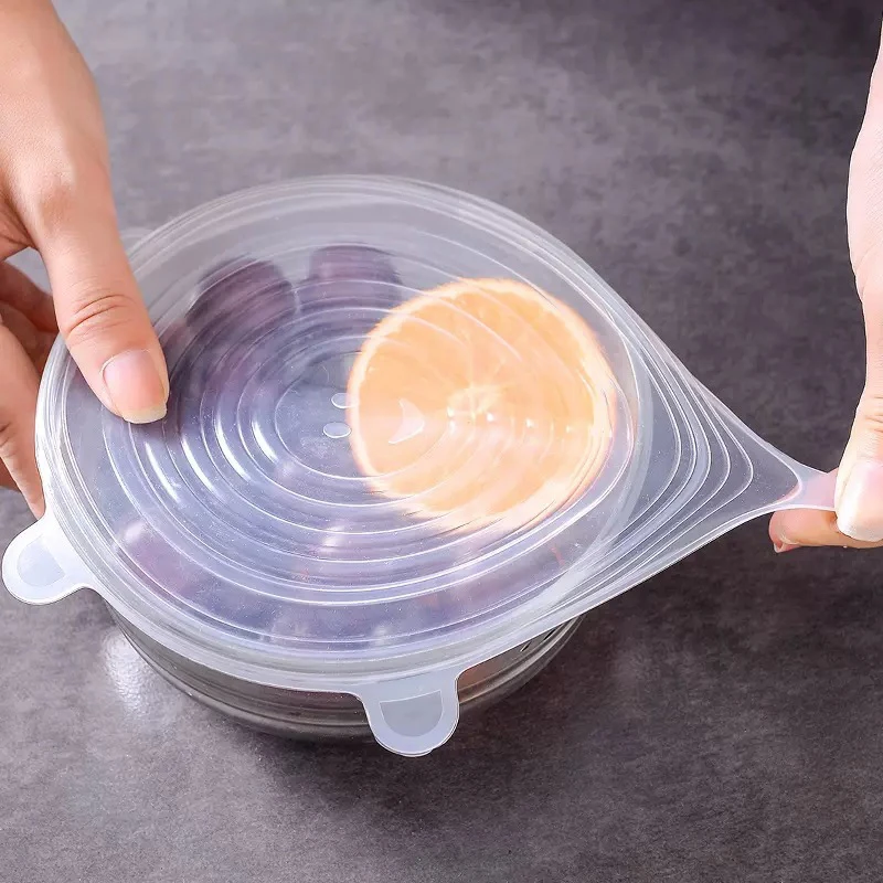 Coperchi in Silicone da 6 pezzi coperchi in Silicone adattabili coperchi per alimenti in Silicone elasticizzati universali per mantenere la copertura ermetica fresca per la cucina