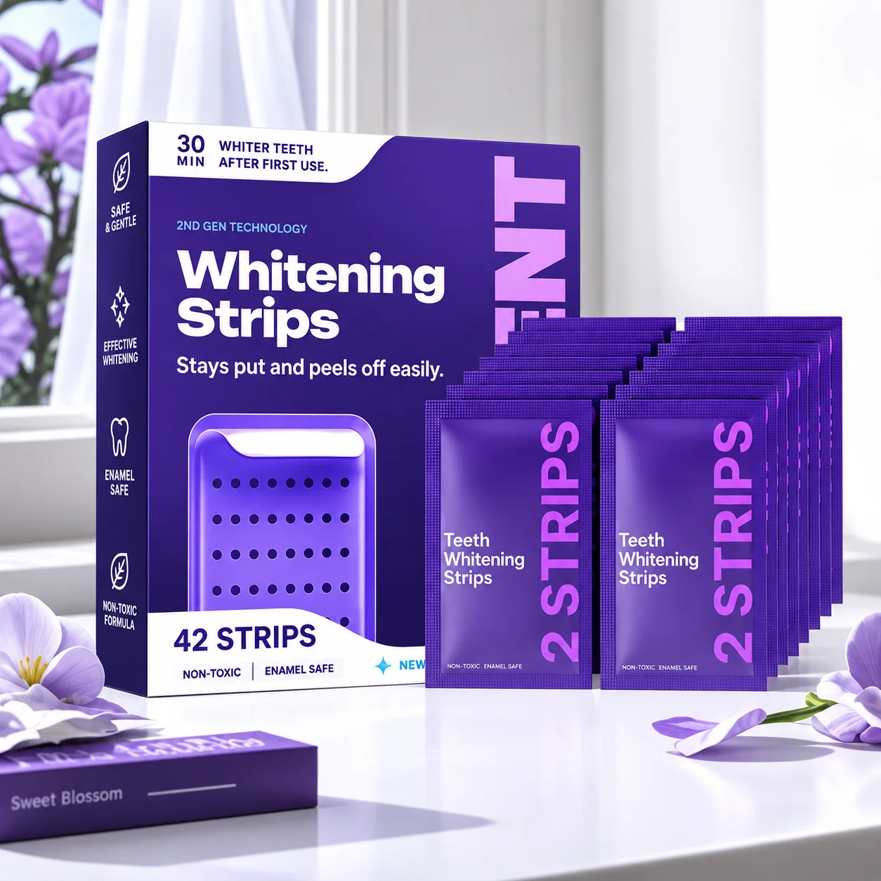 42/14 Teeth Whitening Adhesives with Gentle Formula Mint for Fresh Breath Coffee And Tea Stain Removal Spot Treatment