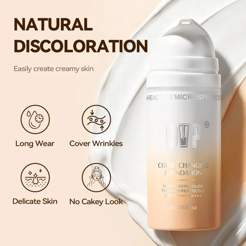 Color-Changing Sunscreen Foundation,Skin Tone Matching,All-Day Long-Lasting Wear,Perfect Base for Flawless Makeup