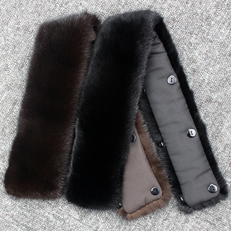 Acessórios Diy Mink Fur Collar Brasão Tira do Casaco de Inverno, Jaqueta de Pele Collar Para Homem Cap Pescoço Longo Quente Genuine Fur Scarf,