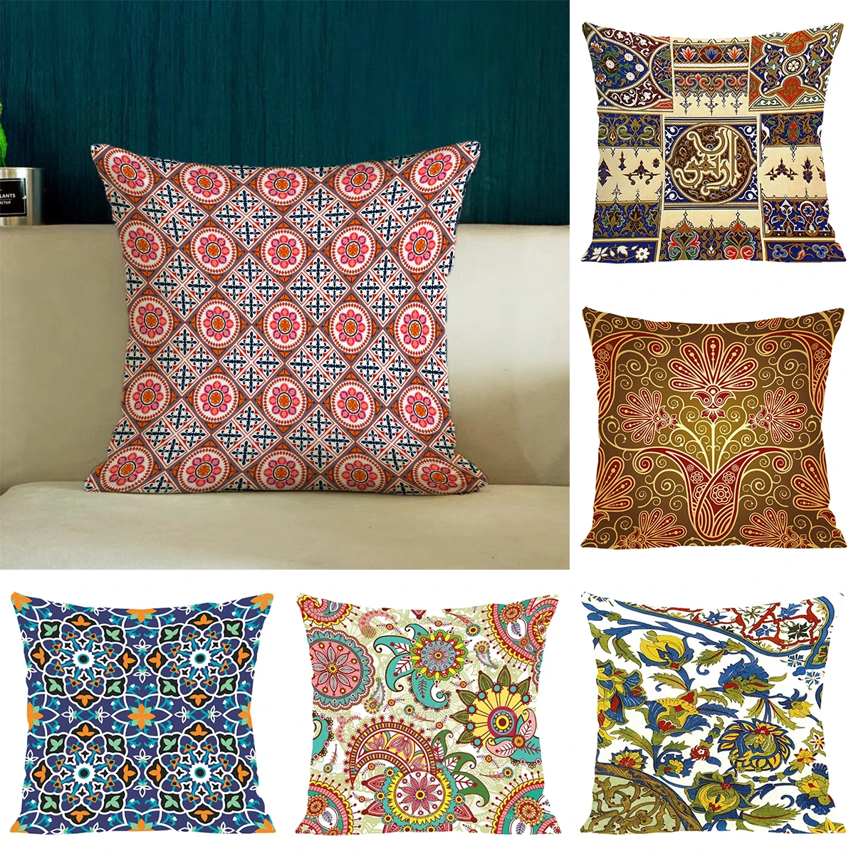 

Persian Rug Pattern Pillowcase Living Room Sofa Cushion Cover Fashion Decorative Home Decor 40X40cm Two Sides Short Plush