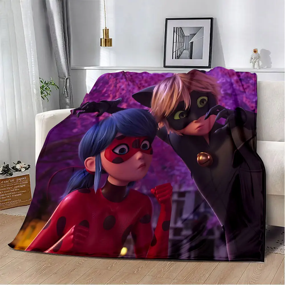 Superhero Girl Printed Blanket Picnic L-Ladybug Blankets Warm Blanket Soft and Comfortable Blanket Home Travel Birthday Gift