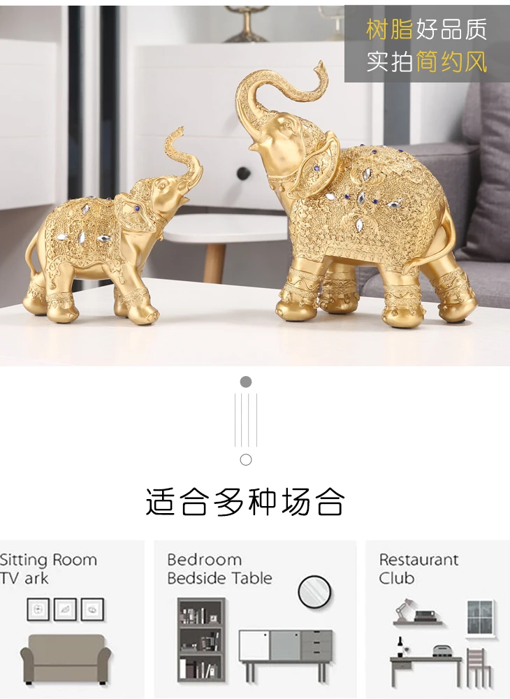 أفضل الفن- 2020 مكتب المنزل الأعمال الفعال فنغ شوي تعويذة حماية الميمون محظوظ الذهب الفيل النحت تمثال