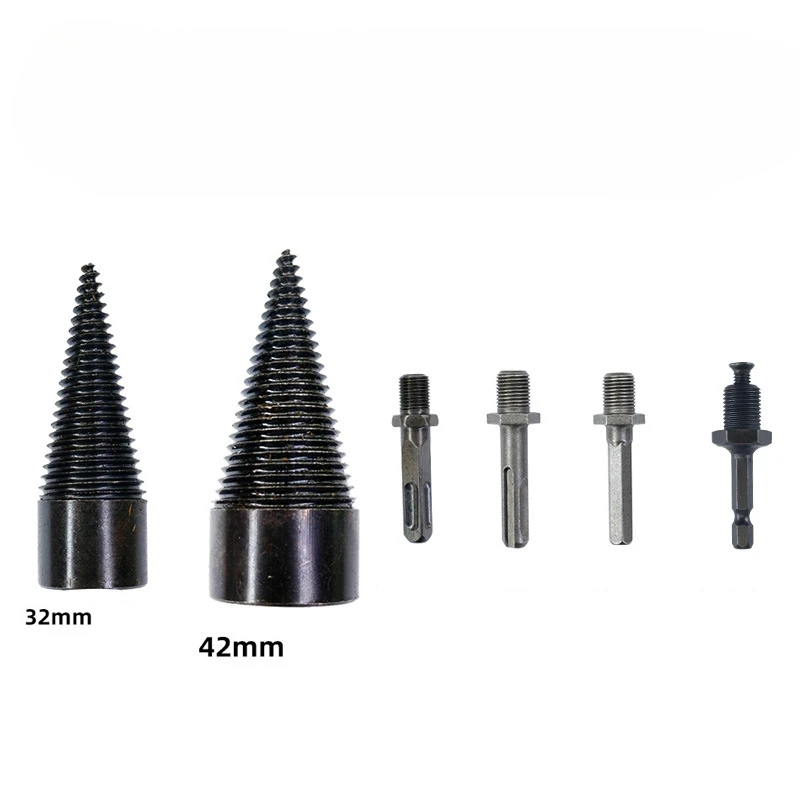 6pcs/set Household Rural Firewood Splitting Machine Drill Bit Small Electric Hammer Firewood Splitting Cone