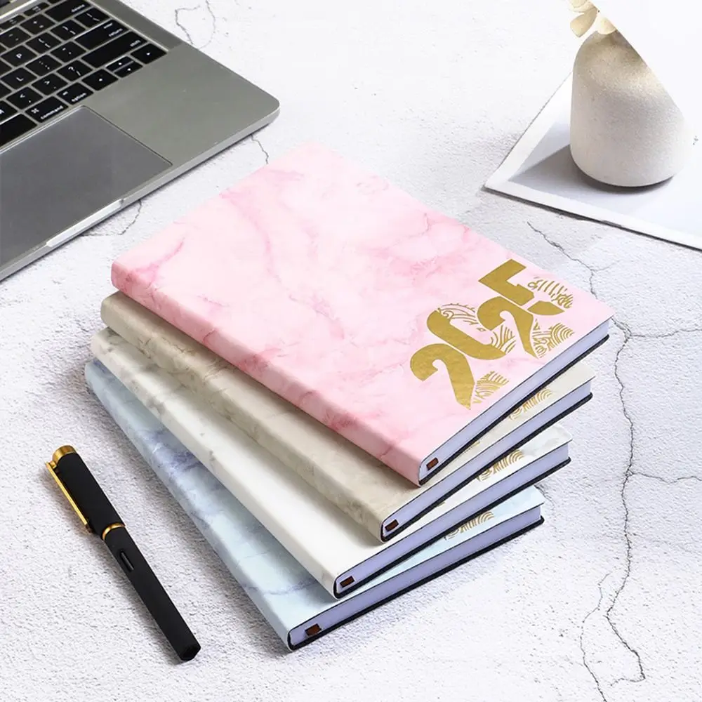 Wear-resistant 2025 Journal Notebooks Bookmark Thick Paper Meeting Agenda Notepad Calendar Flexible Cover Schedule Book