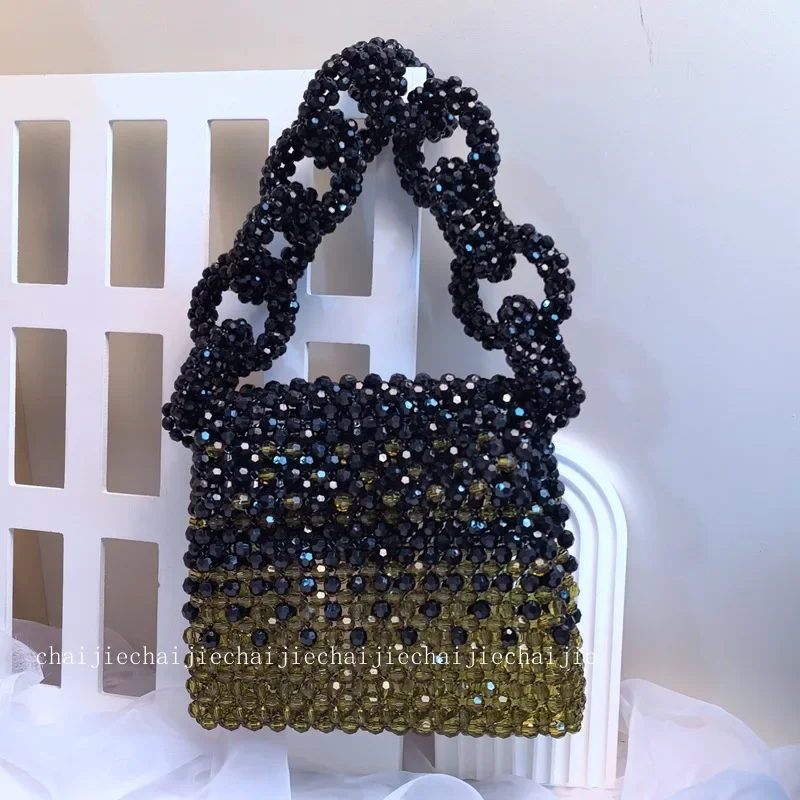 

Customized Crystal Bag Fashion Colorful Gradient Handmade Acrylic Wrapped Woven Flap Women's Shoulder Bags Summer Senior Handbag