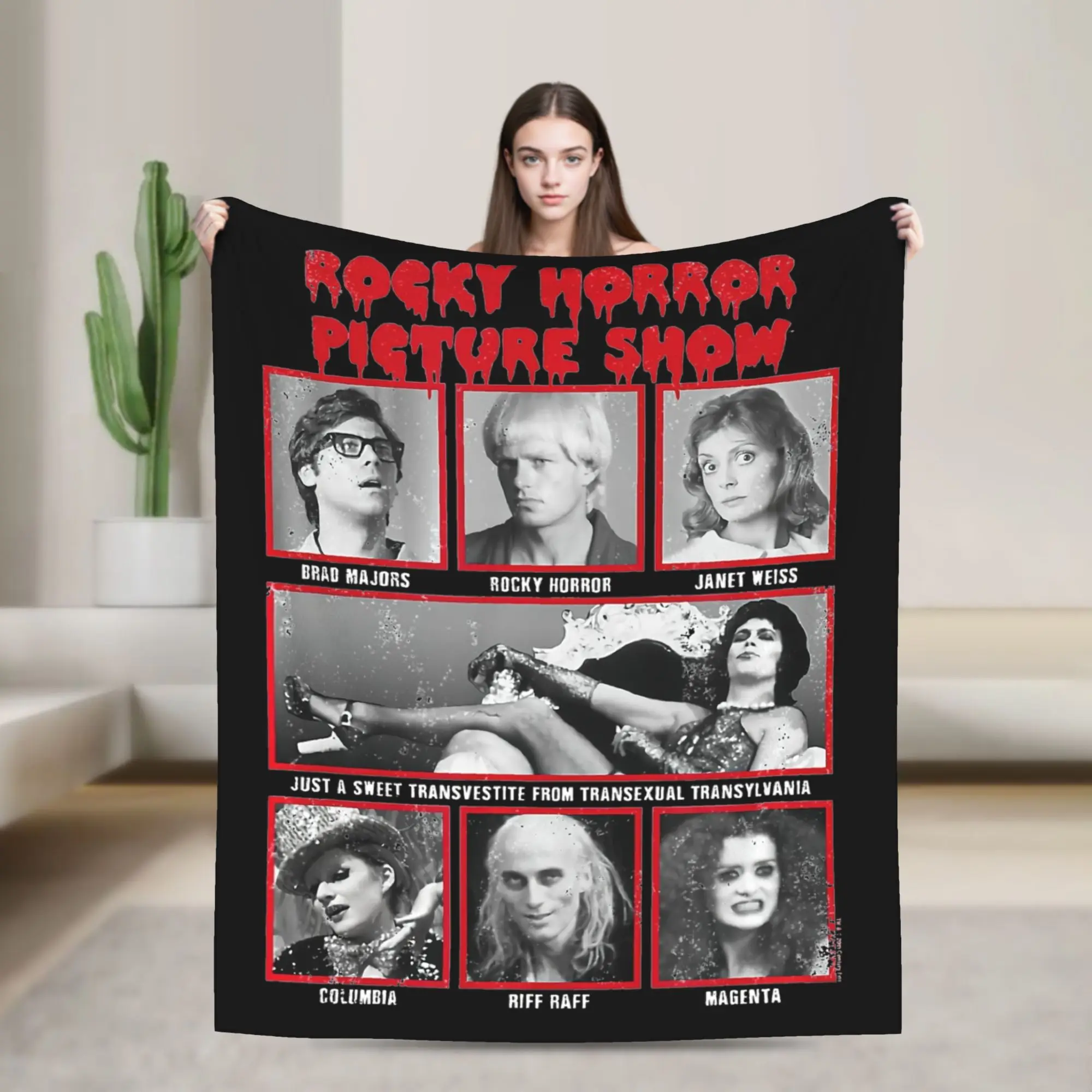 The Rockys Horror Picture Show Blanket Velvet Print  Portable Lightweight Thin Throw Blanket for Sofa Bedroom Bedspread