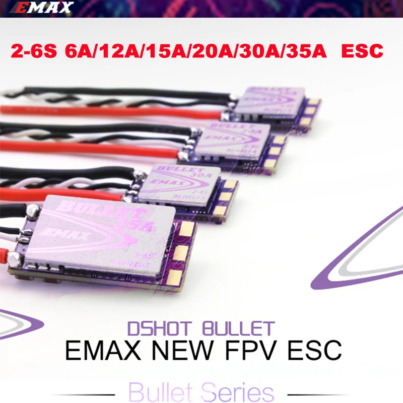 2PCS EMAX BLHeli-S DSHOT Bullet FPV ESC 6A 12A 15A 20A 30A 35A 35A Pro BLHeli s Speed Controller For RC Quadcopter