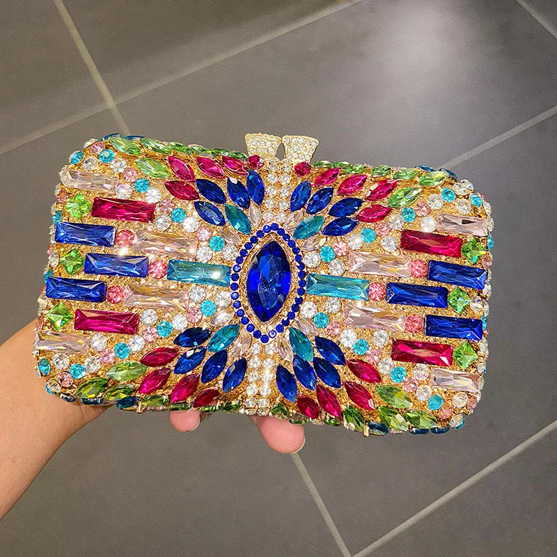 

Colorful Shiny Diamond Dinner Bag Celebrity Temperament Square Diamond Banquet Crossbody Bag