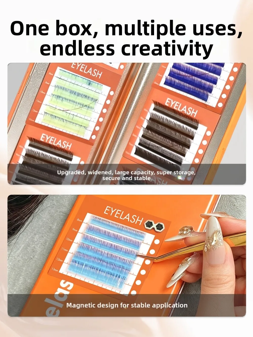 Tragbare Magnetische Aufbewahrungsbox für Wimpern mit Display-Palette Professioneller Wimpern-Organizer Platzsparend – Detail 3