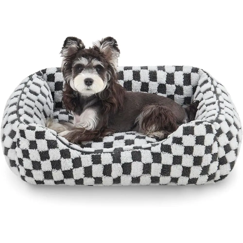 

Кровать для собак для маленьких собак - милые кровати для кошек для домашних кошек, успокаивающие кровати для домашних животных, прямоугольная ортопедическая кровать для обнимашек с жаккардовым шаром