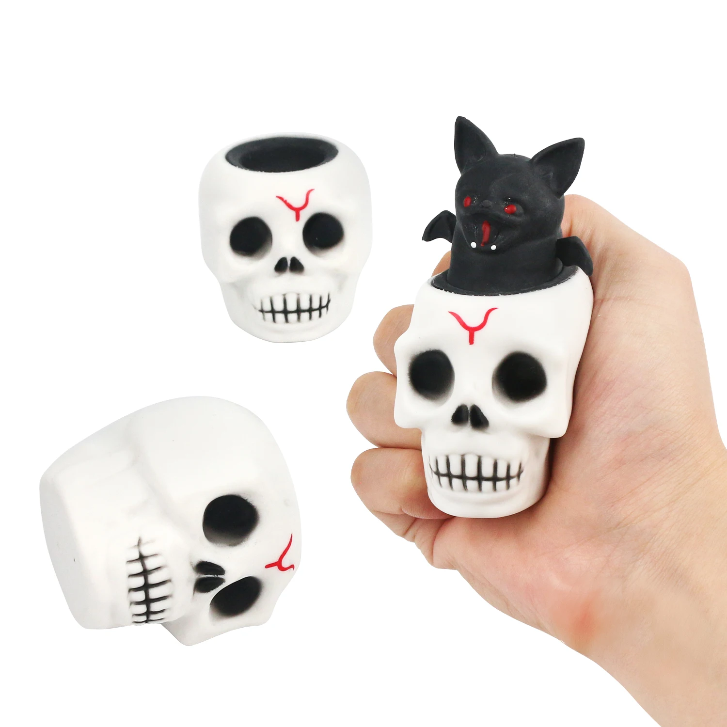 Halloween Skull squeeze Cup giocattolo antistress che pizzica musica Tricking Bat Ventilating Toy