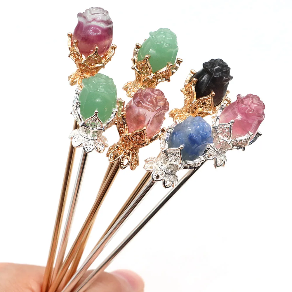 Vintage Rose Hair Sticks For Women Retro Simple Flower Disk Hairsticks Chopsticks Hairpins Headdress Crystal Jewelry Accessories