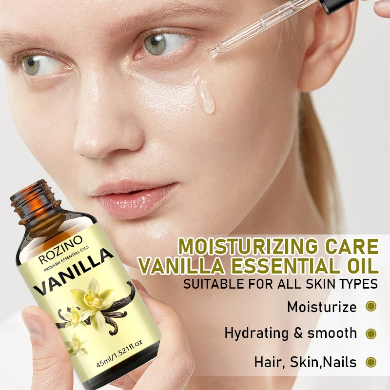 1Pcs/2Pcs/3Pcs of Vanilla Essential Oil, with Powerful Moisturizing Properties, Can Make Skin Smooth and Hair Soft, and Provide a Nourishing Effect, Suitable for Massage, Skin Care, Showering, Face, Body, Nails, Hair, and Eyelash Care, Universal Use, High-Quality Fragrance Essential Oil, Base Oil