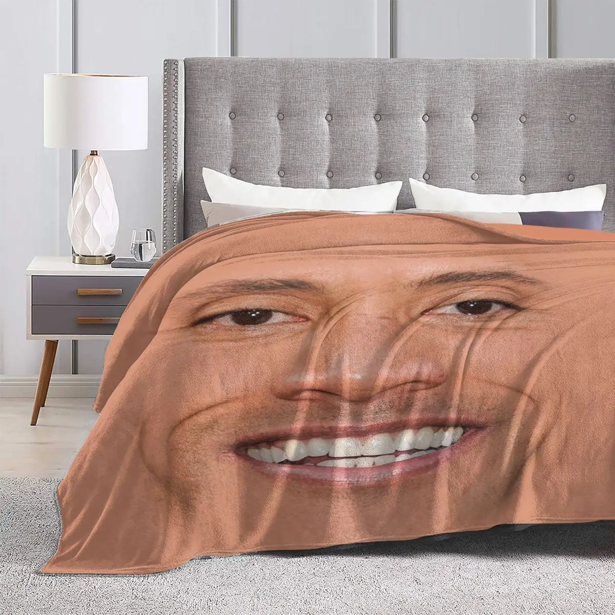 The Rock Face Dwayne Blankets Laugh Teeth Picnic Flannel Bedding Throws Warm Soft Bedroom Customized Bedspread Gift Idea