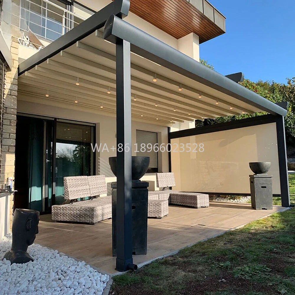 

Тент для уличного патио, тент со светодиодной подсветкой, индивидуальная выдвижная крыша