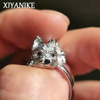 XIYANIKE Cute Dog Pet Open Rings For Women Retro Animal Fashion New Year Jewelry Accessories Valentine Day Gift Party anillos