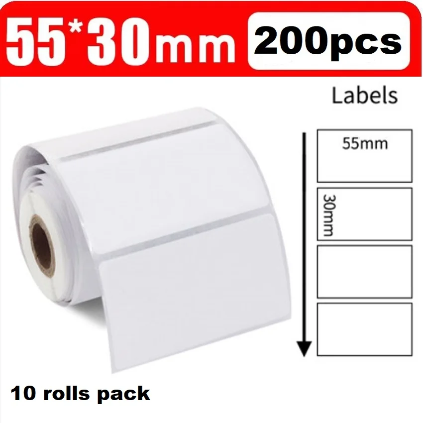 

10 Rolls Cheap Small Roll Thermal Label Sticker 55x30mm Supermarket Price Blank Label Waterproof Printing Supplies
