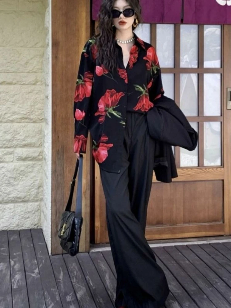 Camicie e camicette con bottoni per donna Stile coreano Bellissimo in promozioni Novità 2025 Abiti popolari Cool New Flower Woman Top