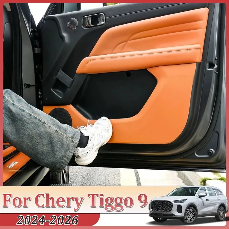 

Car Door Anti Kick Pad For Chery Tiggo 9 TIGGO 8L 2024-2026 Leather Dustproof Edge Protector Sticker Interior Auto Accessories