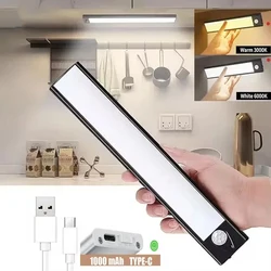 Motion Sensor Night Light Type C Rechargeble Wireless LED Cabinet Lamp For Bedroom Bedside Table Kitchen Lighting