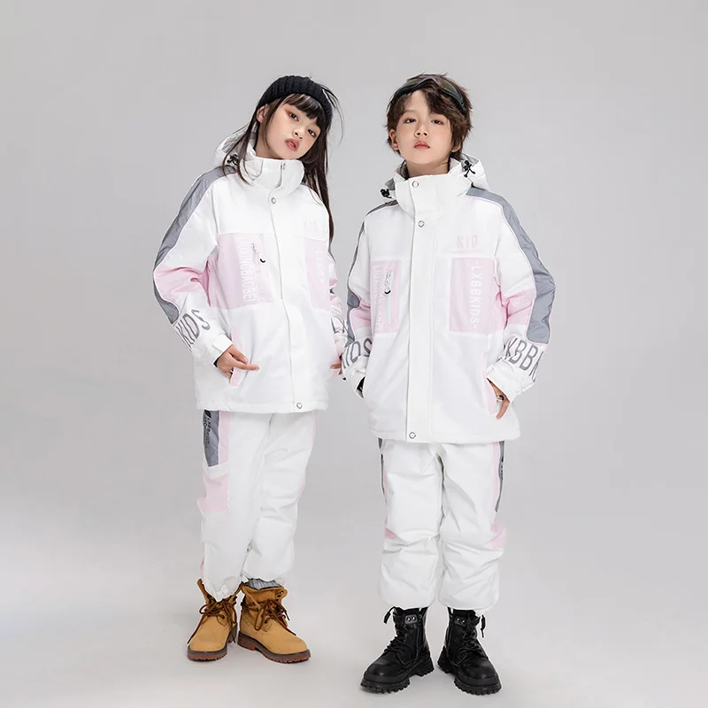 -30℃ Boy girl skiing suit waterproof 5 6 7 8 9 10 11 12 13 14 15 year old children's snow clothing Warm snowboarding Coat pant