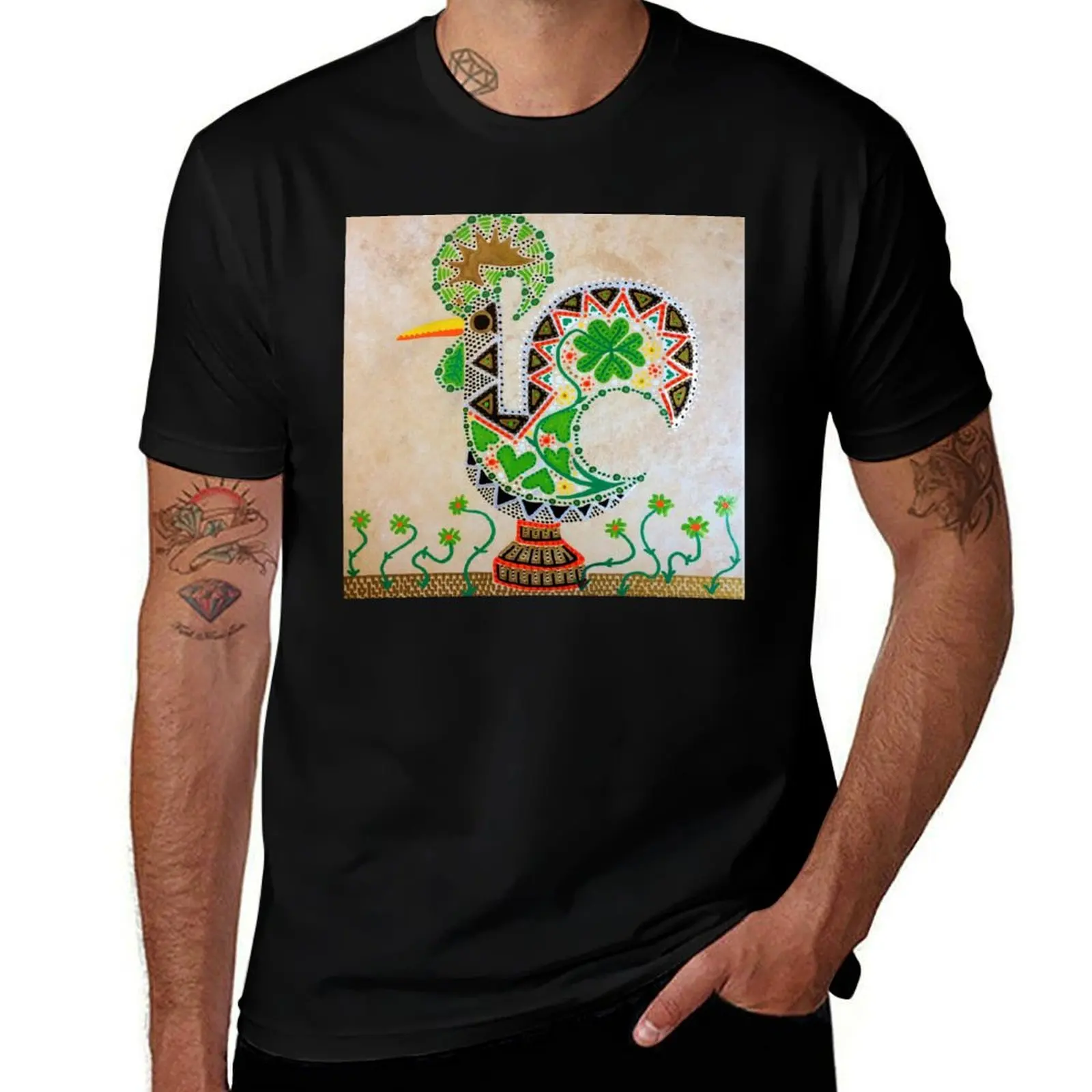 

Irish Portuguese Rooster T-Shirt cotton tshirt 100% t shirts for man graphic vintage T-Shirt