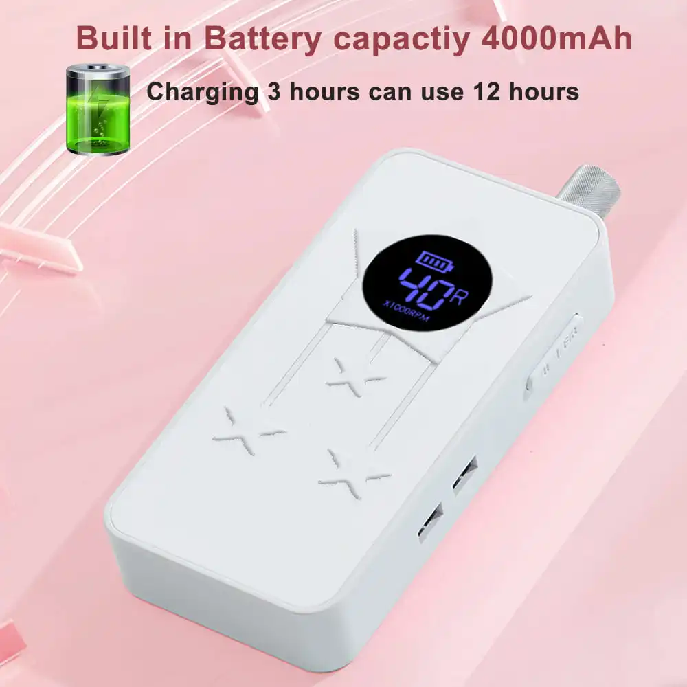 40000 giri/min trapano per unghie trapano ricaricabile levigatrice per unghie senza fili per manicure pedicure nail art macchina per unghie professionale a basso rumore