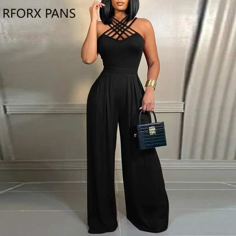 Women Elegant Tank Sleeveless Sexy Formal Straight Leg Working Jumpsuits