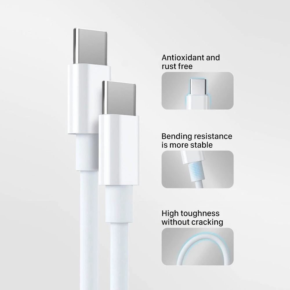 USB-C Charge Cable 2m USB2.0 5A fast charging Applicable for MacBook/Pro/Air iPad Pro and 100W 30W 61W 87W type-C power adapter