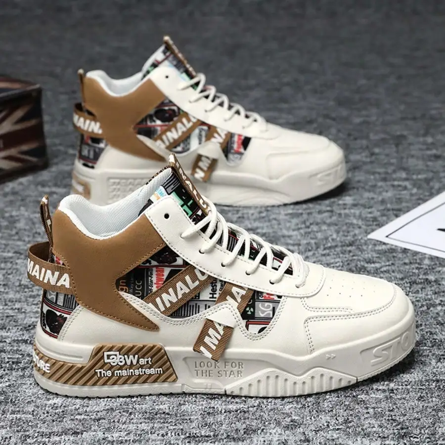 STARNOVO [Mid-Top Lace-Up Men Skateboarding Shoes, Casual Style (Note: The Image May Be Edited, But The Video Is Actual Footage)']st25072833723218686