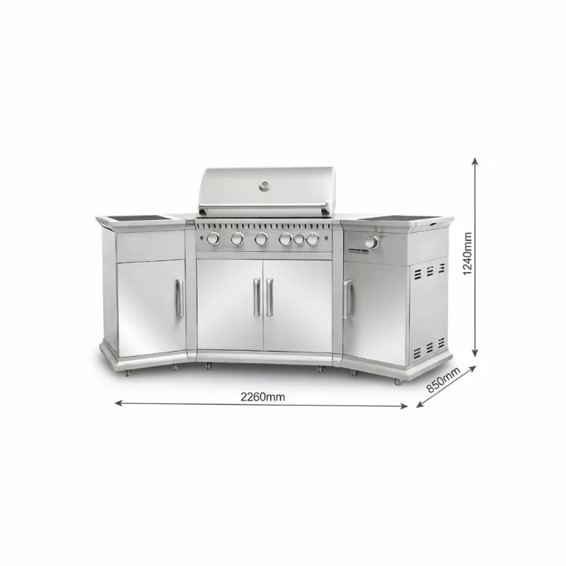 Portable Tabletop Outdoor Kitchen Grill 6 Burner Propane Gas BBQ Smoker Grill for Camping