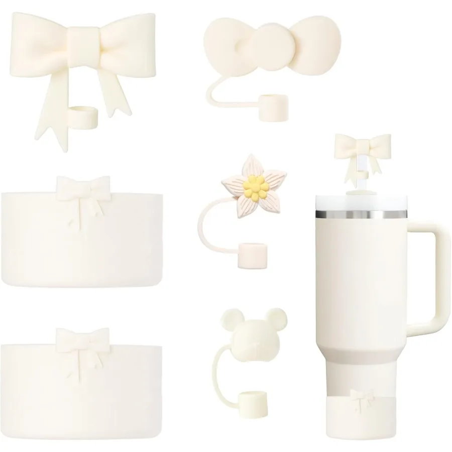 

Набор аксессуаров для чашек, включая 4 шт. силиконовые соломенные чехлы, топперы, колпачки, наконечники для соломинок размером 10 мм, 0,4 дюйма, 2 шт. силиконового банта B