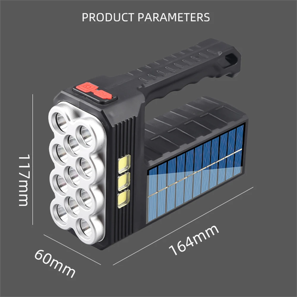 Lanterna Recarregável Solar Lanterna De Acampamento Impermeável De Alta Potência Lanternas Led Tocha Solar para Pesca Procurando Emergência