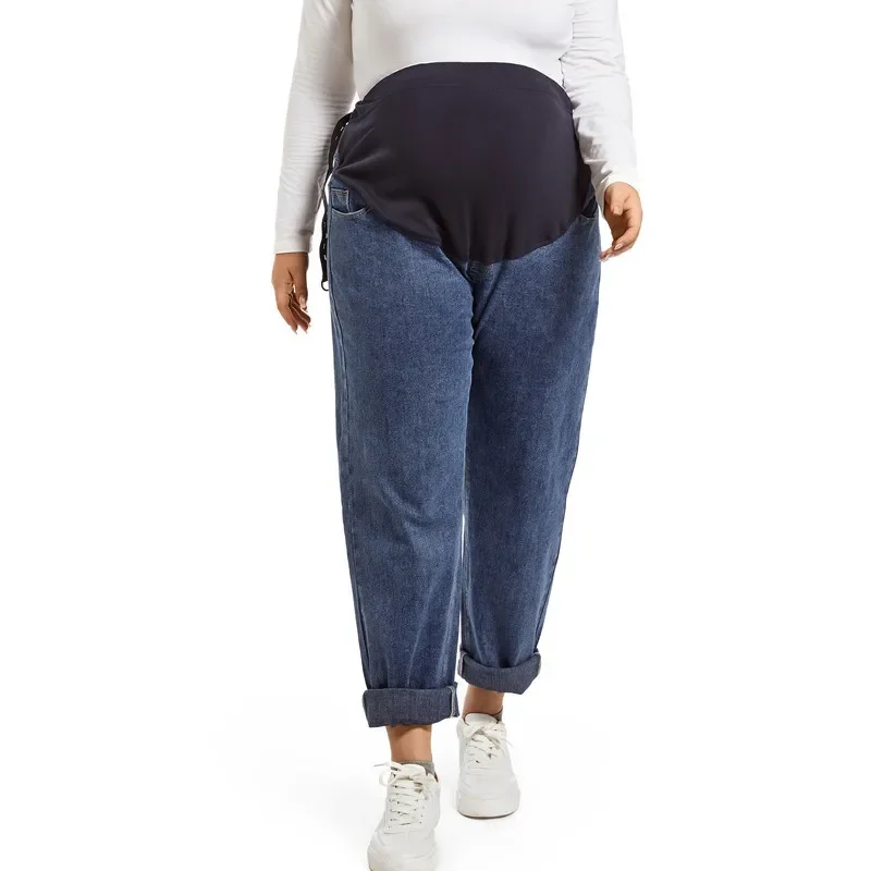 Pregnant Women Jeans Spring and Winter Loose Large Size Pregnant Women Elastic Pants To Prevent Crotch