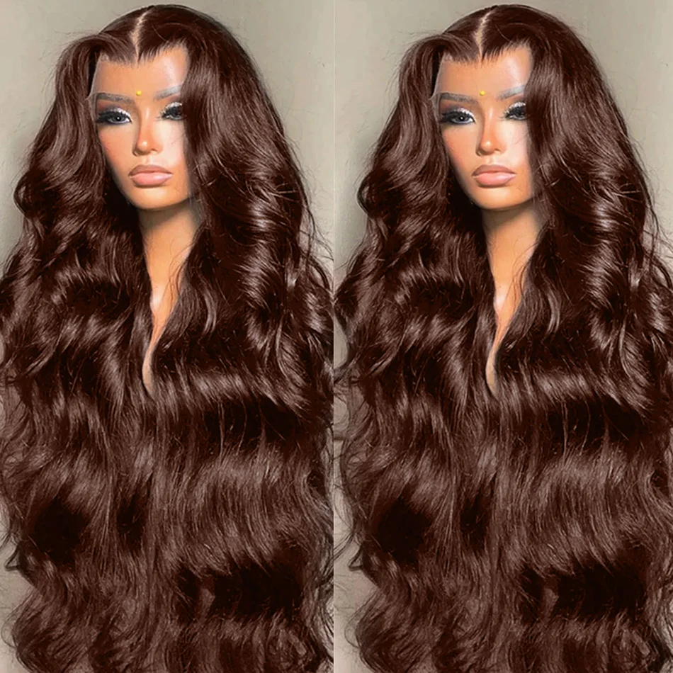 Ondinay 13x4 Chocolate Brown Body Wave Lace Front Human Hair Wig 13x6 Transparent Hd Lace Frontal Wig 180 Density Wigs For Women