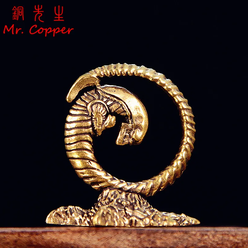 Vintage Solid Brass Reclining Alien Dragon Figurine Retro Decor, Desktop Ornament for Home Office, Collectible Art & Unique Gift