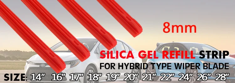KAWOO 1pcs 8mm/6mm Car Windscreen Wiper Blades Insert Soft Rubber Strip (Refill) 14"16"17"18"19"20"21"22"24"26"28" Accessories