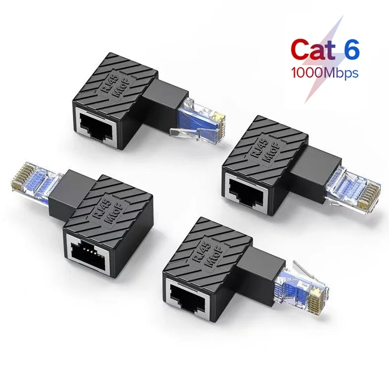 Adaptador Ethernet hembra a macho RJ45 8P8C de ángulo recto hacia arriba y hacia abajo, 90 270 grados, para ordenadores portátiles, PC, TV Box, enrutador, módem óptico