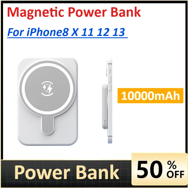

Magnetic Power Bank 10000mAh for iPhone 8 X 11 12 13 Wireless Super Fast Charging Portable External Battery Charger