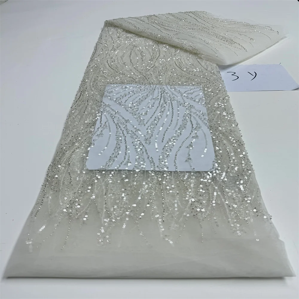 قماش دانتيل تول مطرز أفريقي 2026 جودة عالية ترتر نيجيري فرنسي مطرز دانتيل للحفلات خياطة 3 ياردات #6