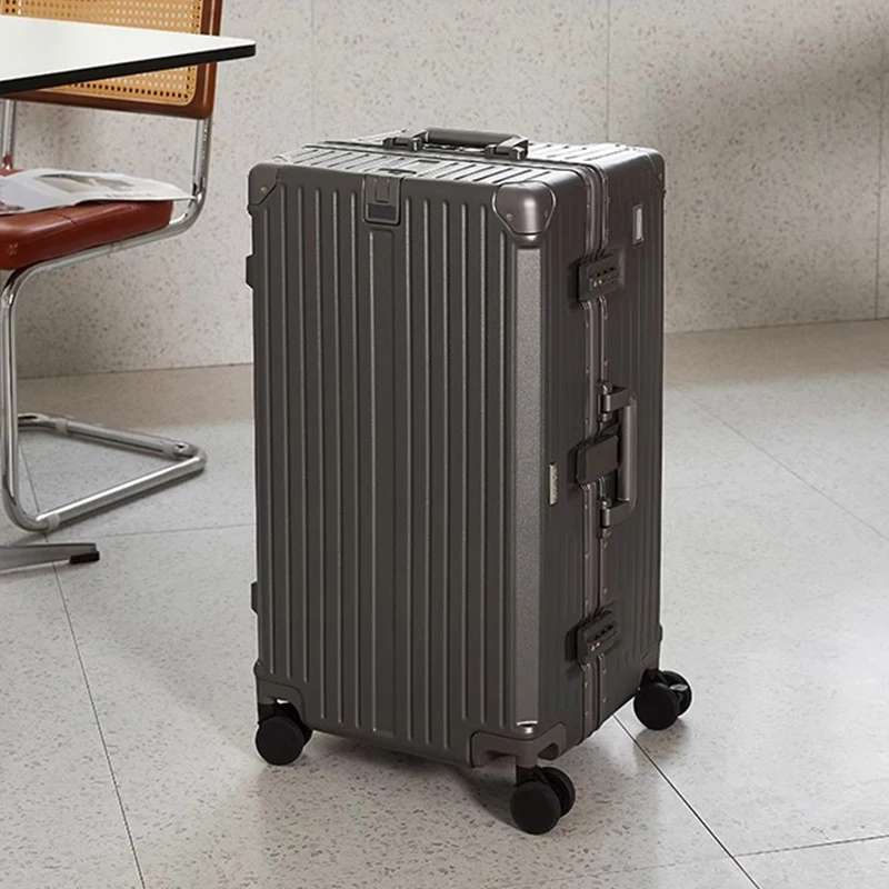 New suitcase aluminum frame oversized luggage USB cup holder suitcase trip cabin 20/30/36 inch password trolley case travel bags