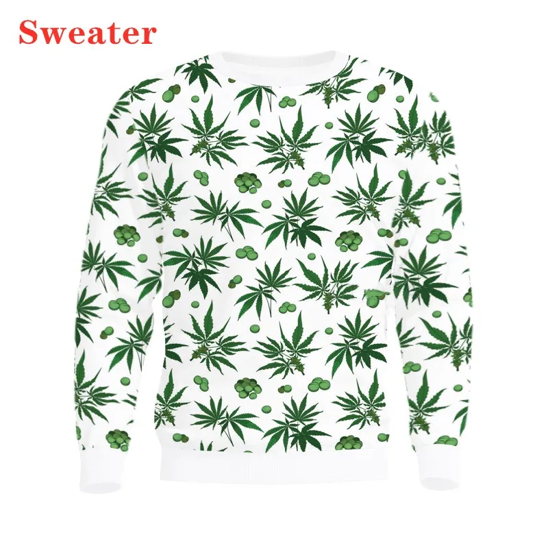 

New 3D Printing American Weeds Leaves Fashion Men Women Tracksuits Crewneck Hip Hop Sweater Plus Size S-7XL Harajuku